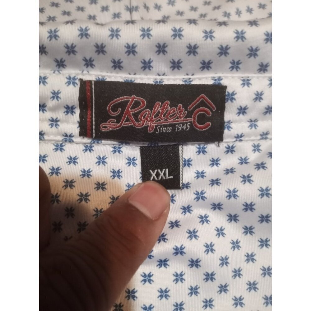 Rafter C Geometric Print Pearl Snap Polo 2XL Western Golf Performance Shirt - Picture 9 of 12